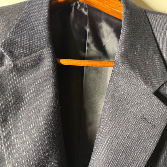 Vincenzo Le Collezion Navy Pin Stripe Cashmere & Wool Blazer L52 - Picture 10 of 11